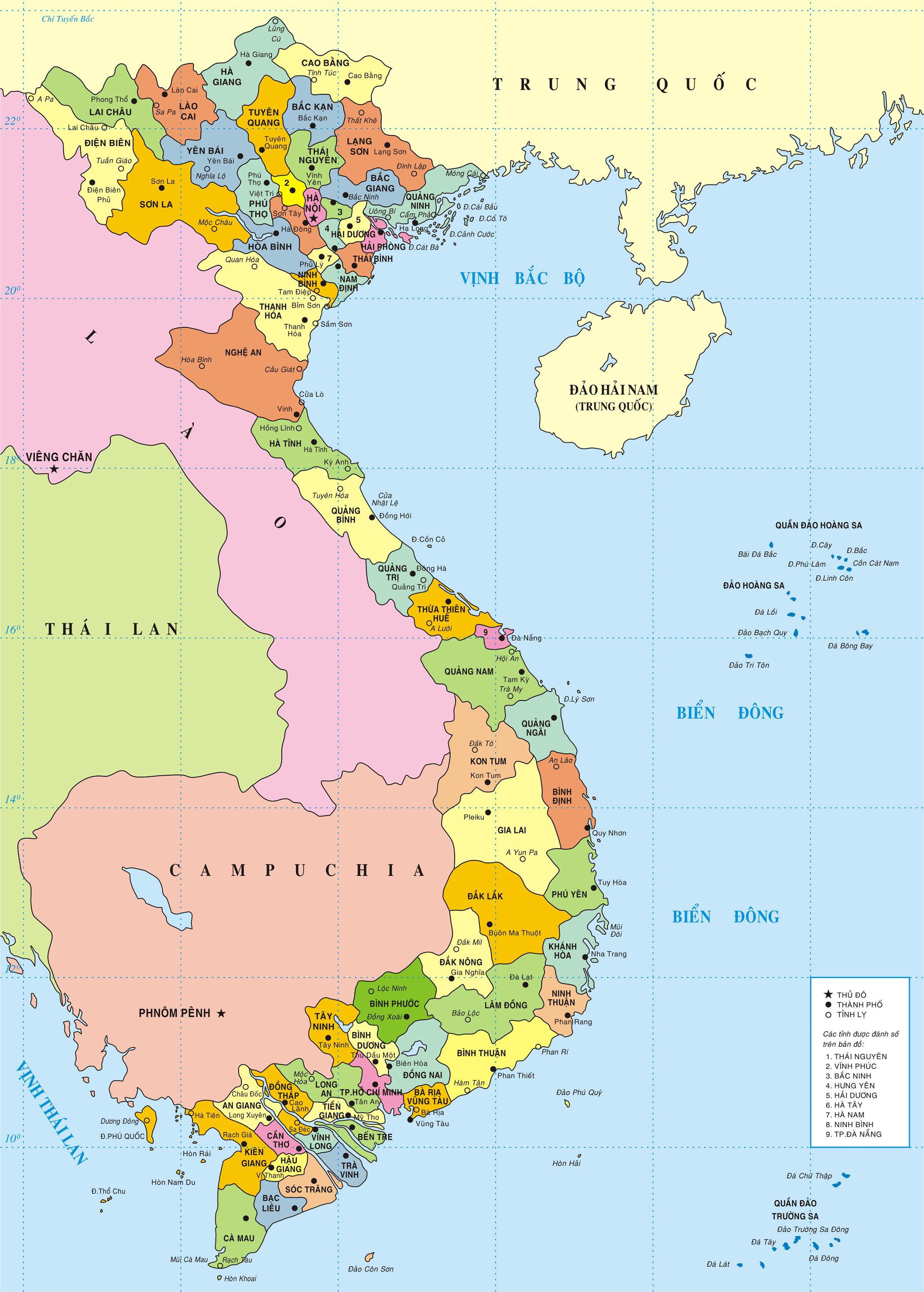 Bản đồ các tỉnh Việt Nam mới nhất cập nhật năm 2024