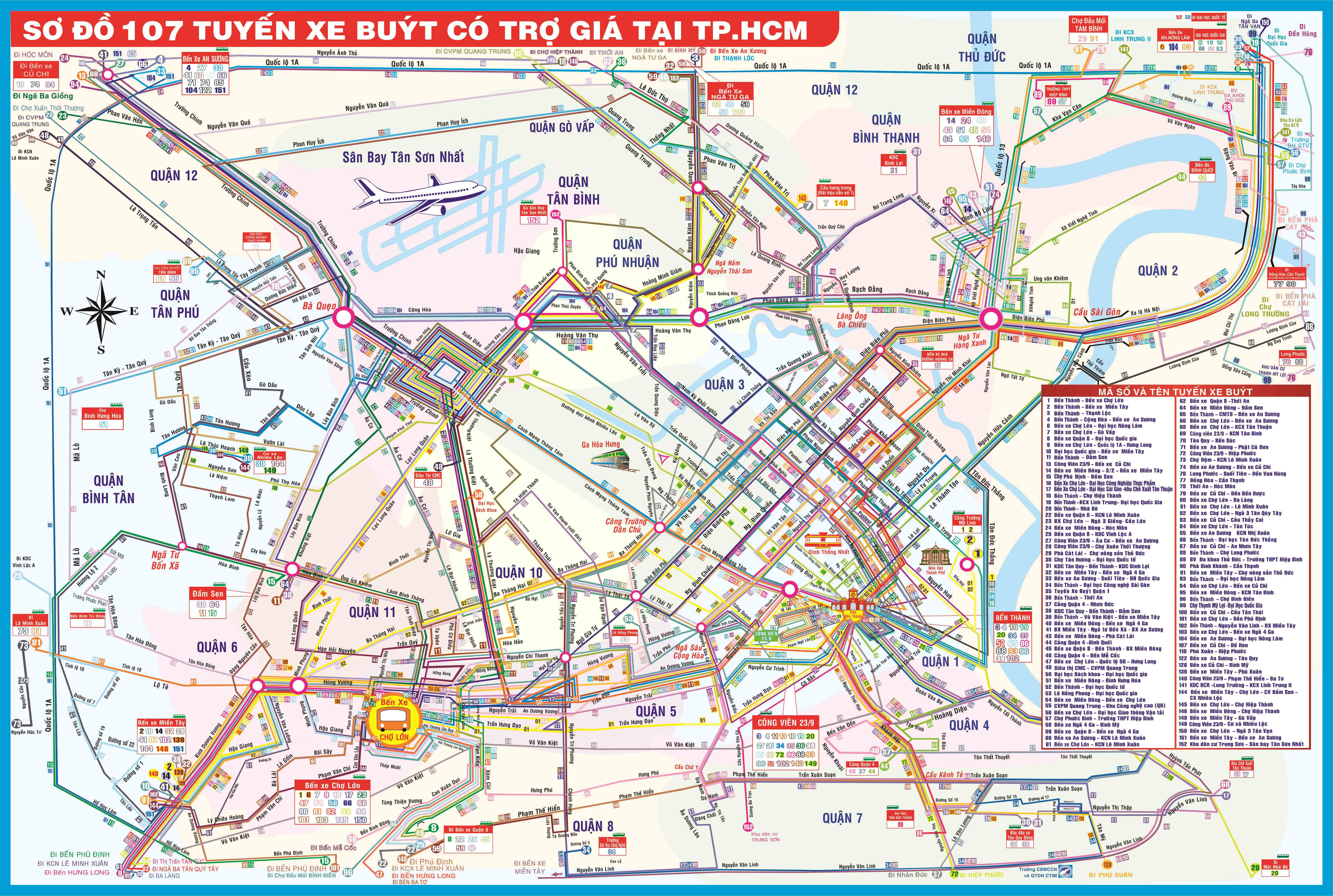 Bản đồ các tuyến xe buýt thành phố Hồ Chí Minh - Sài Gòn