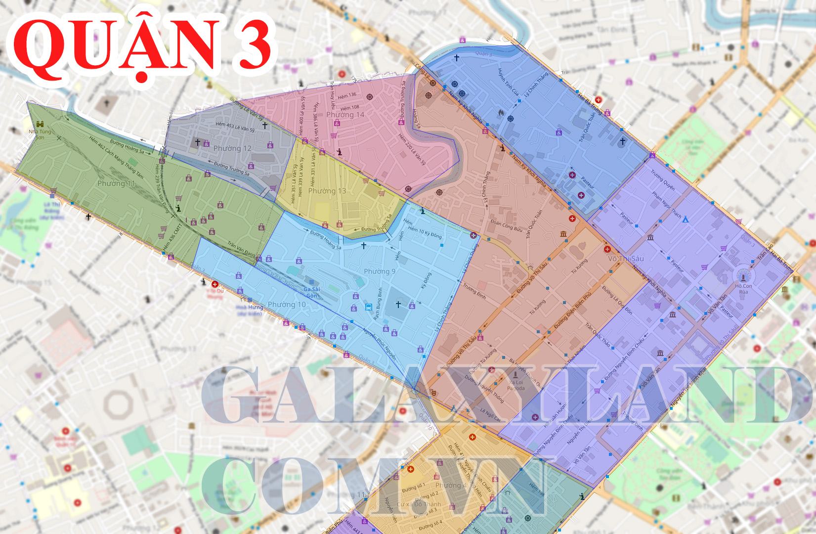 Bản đồ hành chính Quận 3 thành phố Hồ Chí Minh