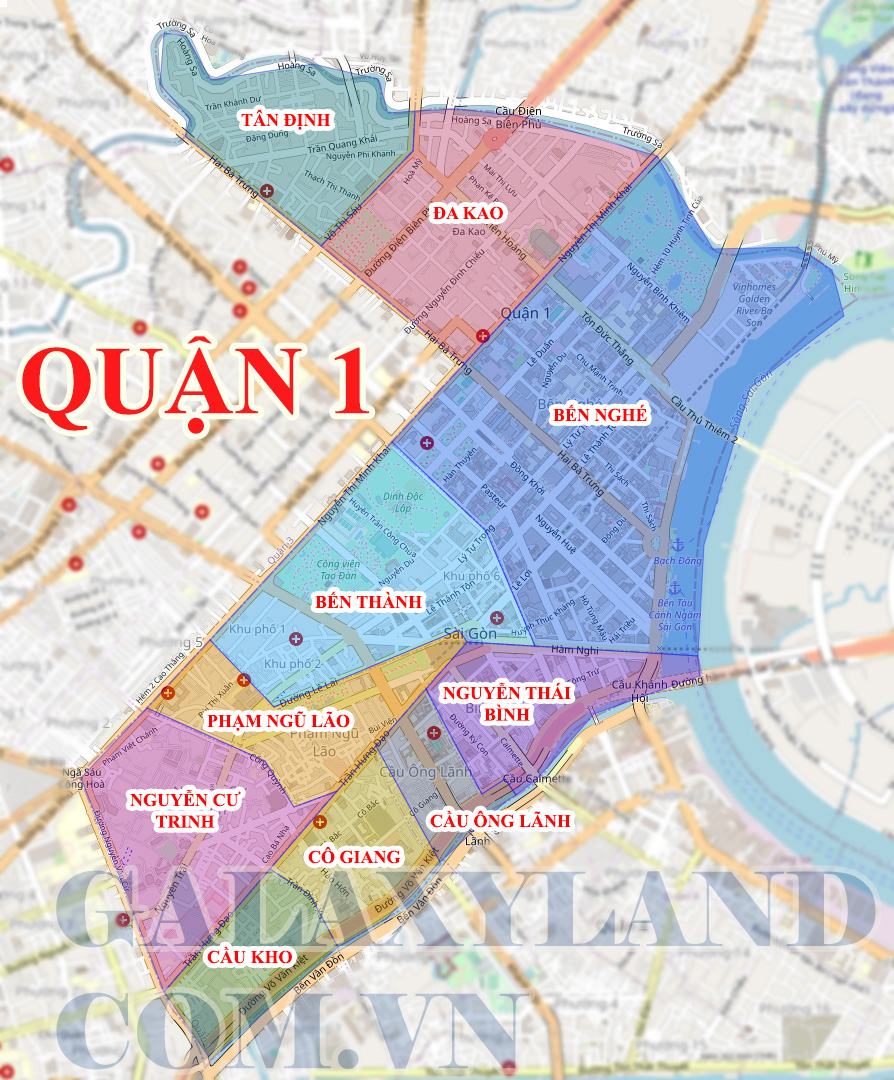 Bản đồ hành chính các phường quận 1 thành phố Hồ Chí Minh ( tphcm)