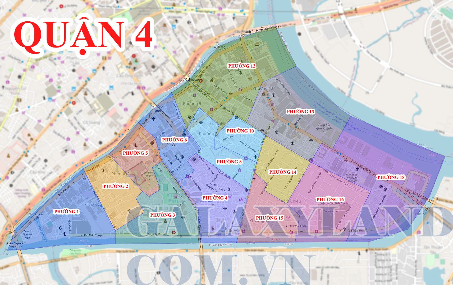 Bản đồ hành chính các phường Quận 4 thành phố Hồ Chí Minh ( tphcm)