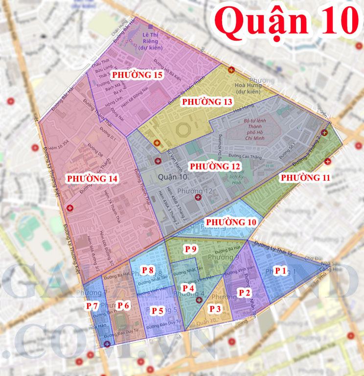 Bản đồ hành chính các phường Quận 10 thành phố Hồ Chí Minh ( tphcm)