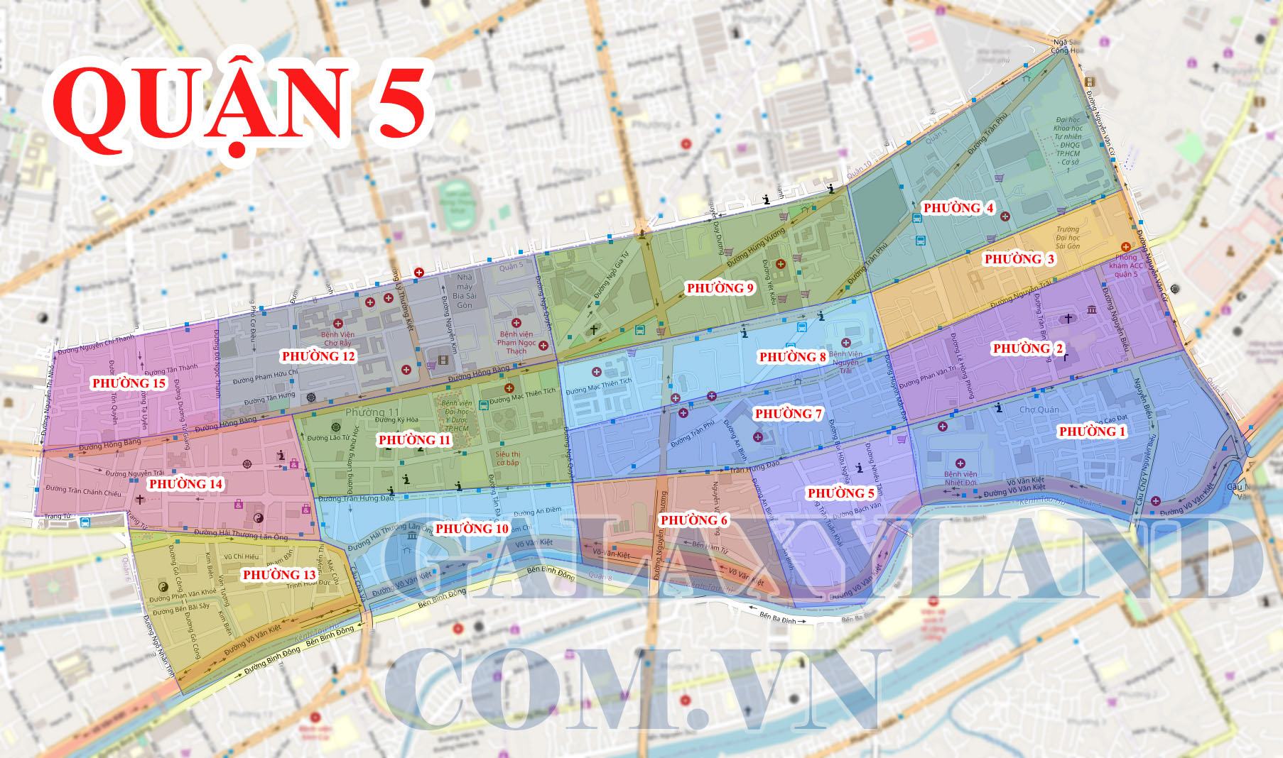 Bản đồ hành chính các phường Quận 5 thành phố Hồ Chí Minh ( tphcm)