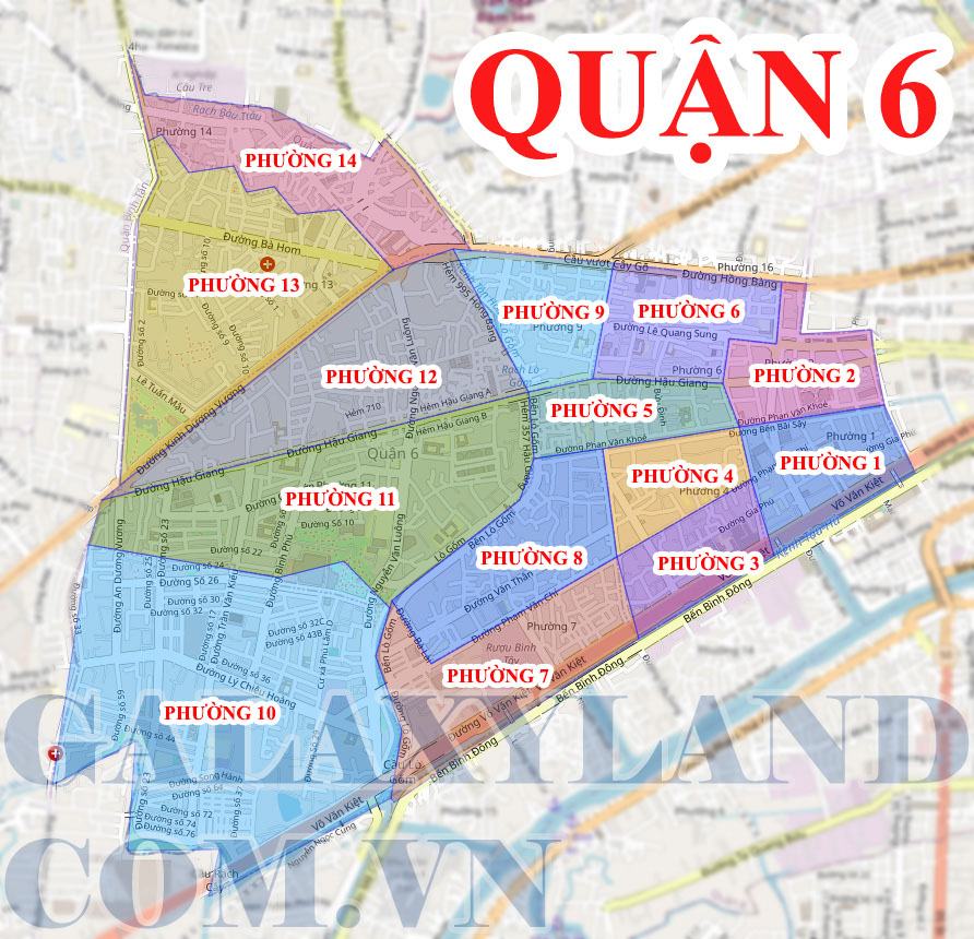 Bản đồ hành chính các phường Quận 6 thành phố Hồ Chí Minh ( tphcm)