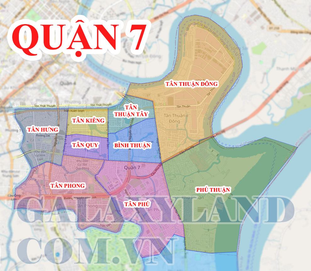 Bản đồ hành chính các phường Quận 7 thành phố Hồ Chí Minh ( tphcm)