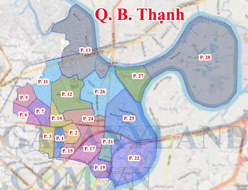 Bản đồ hành chính các phường Quận Bình Thạnh thành phố Hồ Chí Minh ( tphcm)
