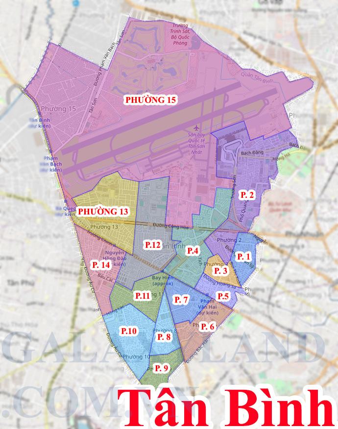Bản đồ hành chính các phường Quận Tân Bình thành phố Hồ Chí Minh ( tphcm)