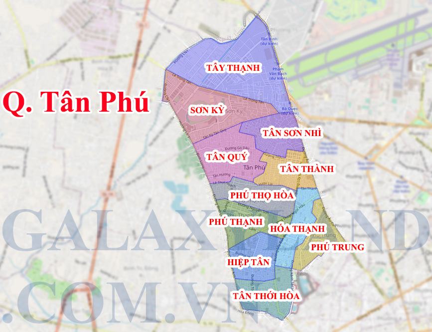 Bản đồ hành chính các phường Quận Tân Phú thành phố Hồ Chí Minh ( tphcm)