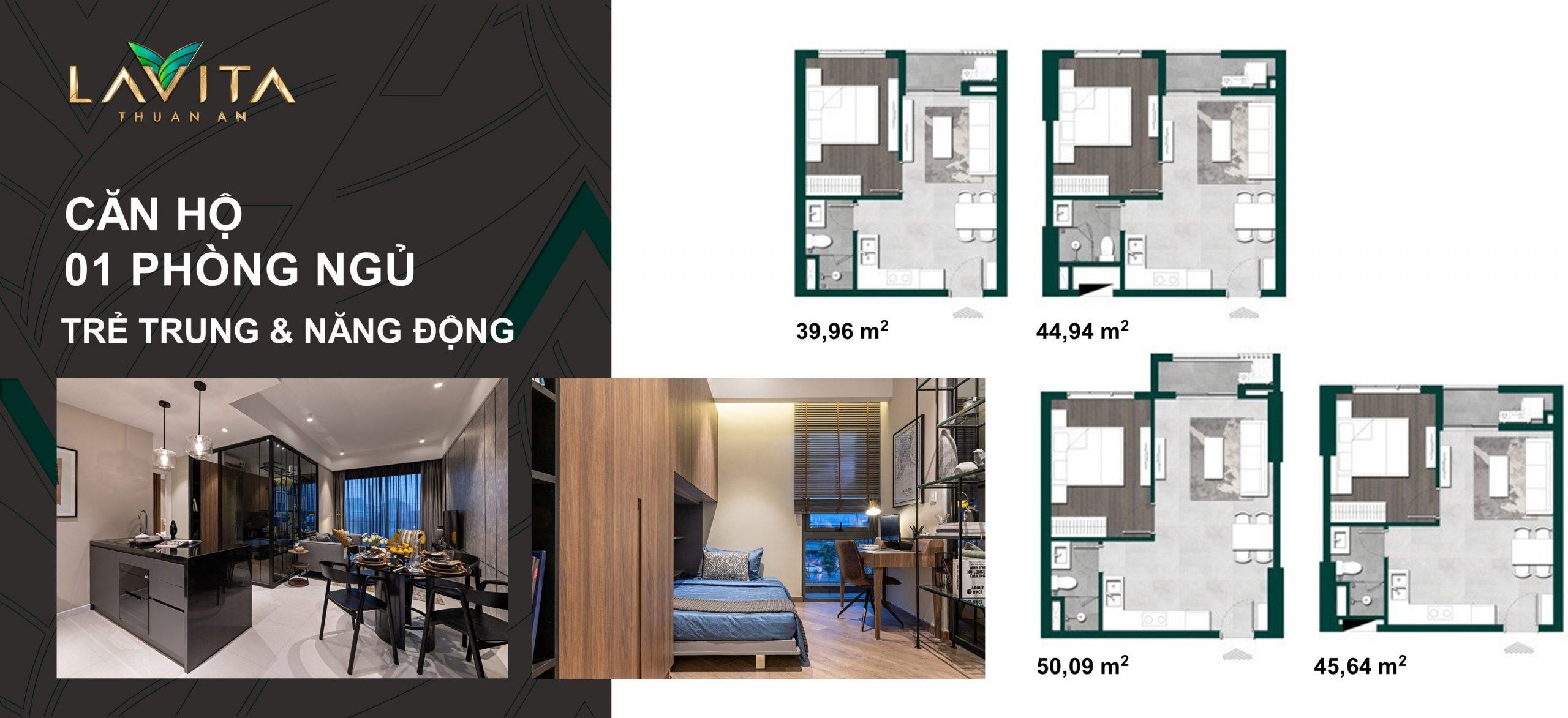 Căn hộ chung cư 1 phòng ngủ tại Lavita Thuận An