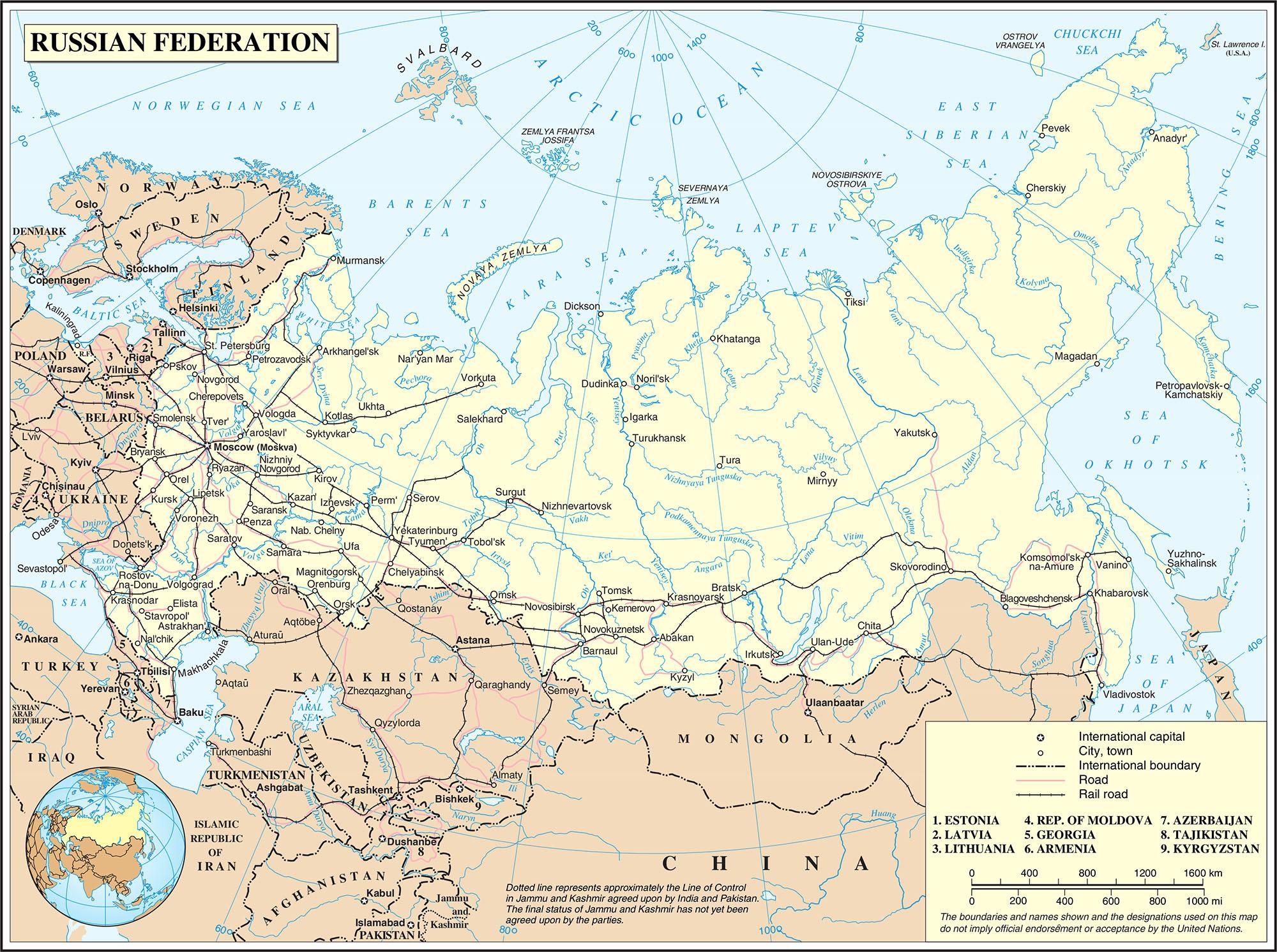 Bản đồ đất nước Nga - Russia 