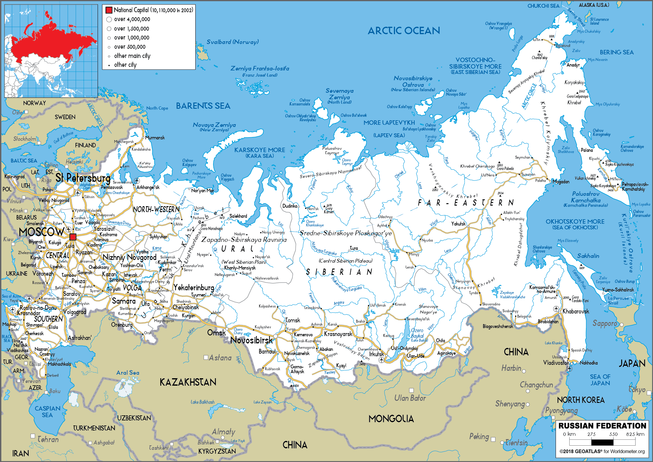 Bản đồ đất nước Nga - Russia 