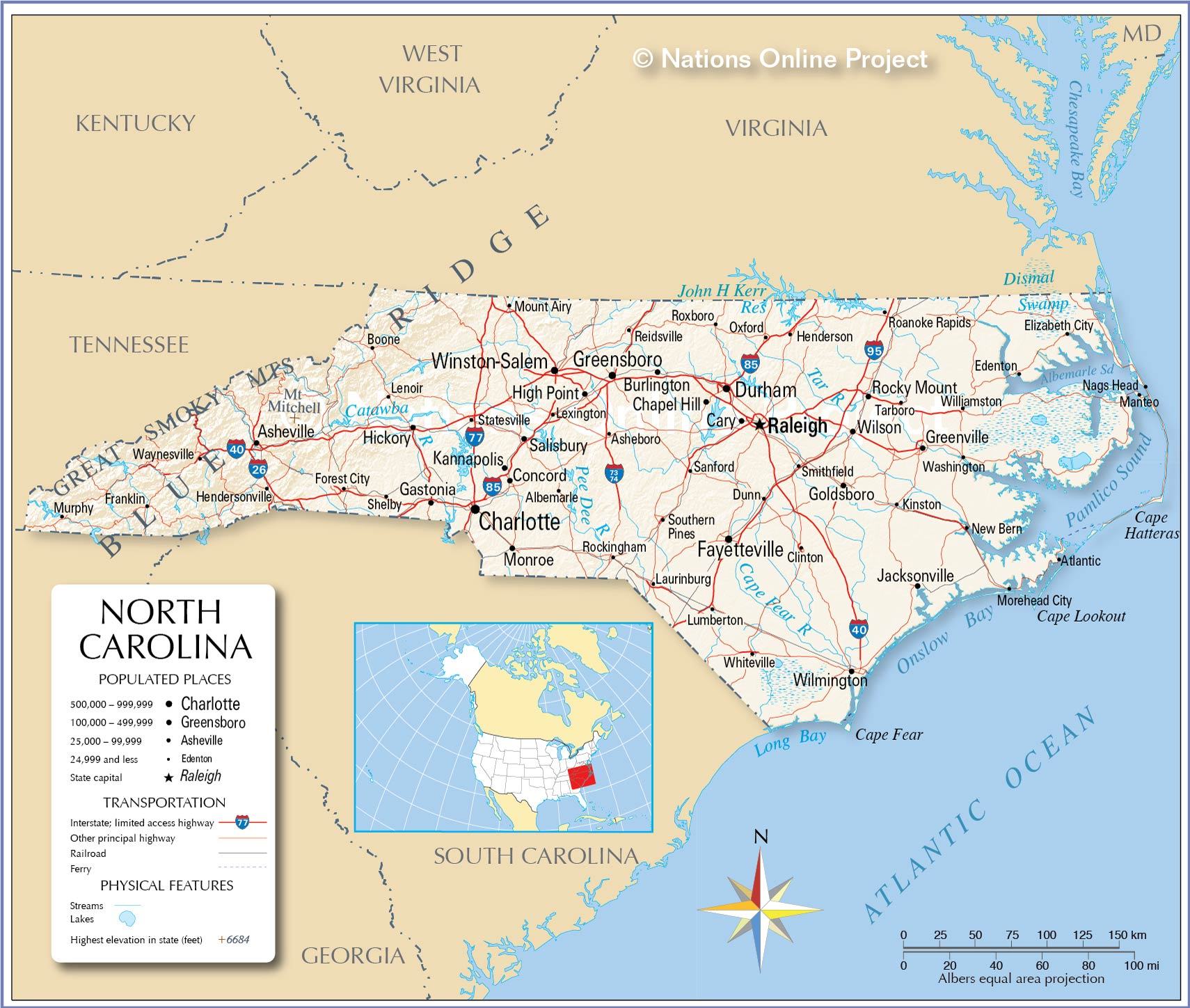 Bản đồ tiểu bang Nam Carolina