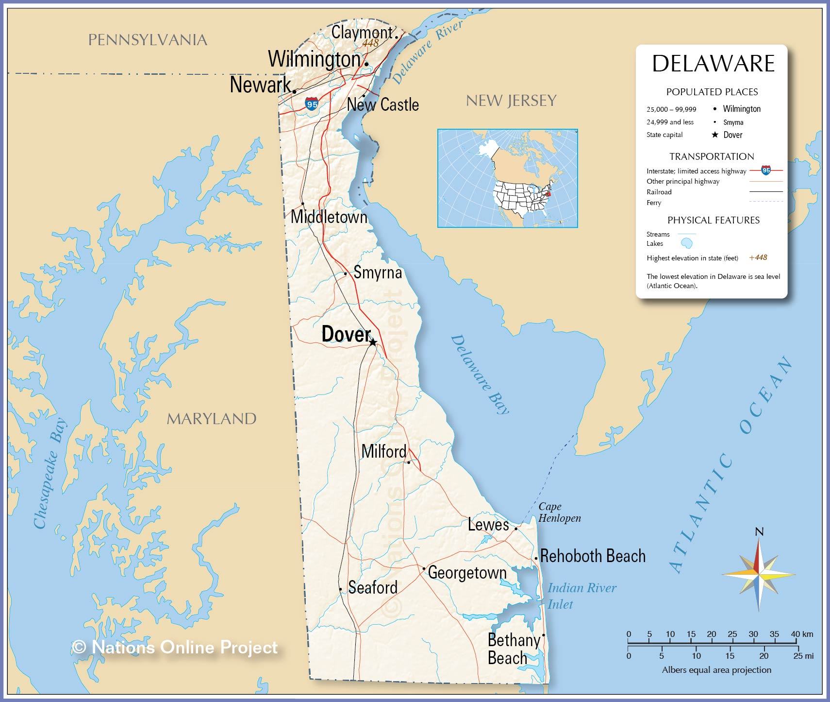 Bản đồ tiểu bang Delaware