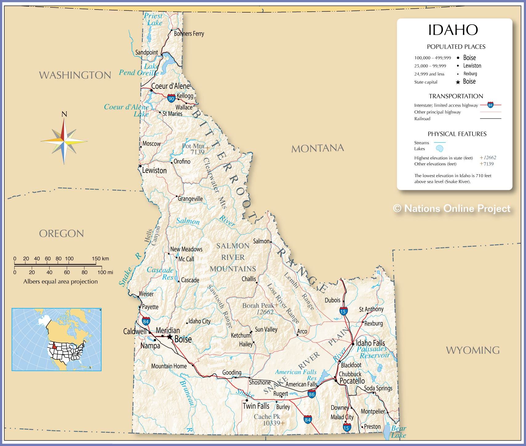 Bản đồ tiểu bang Idaho