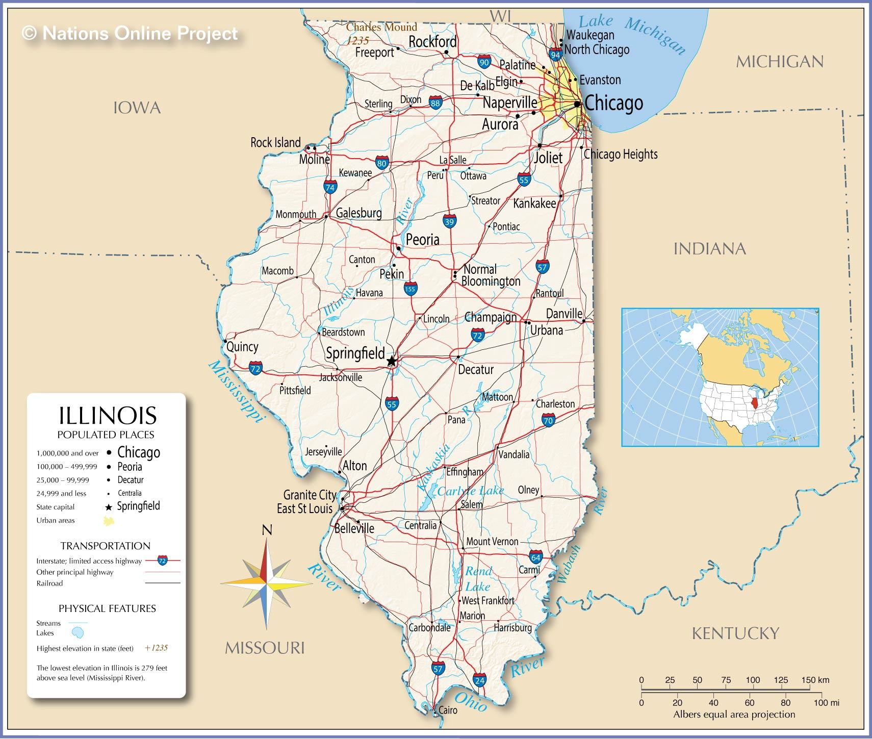 Bản đồ tiểu bang Illinois