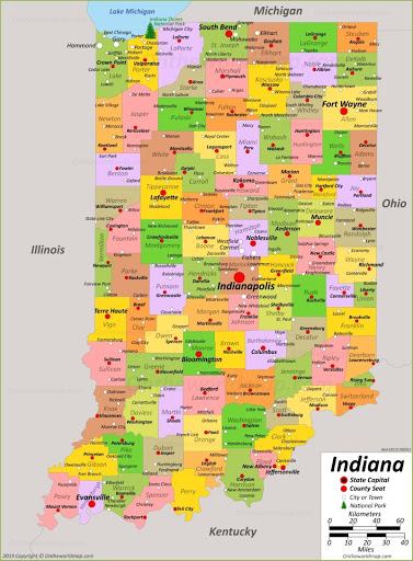 Bản đồ tiểu bang Indiana