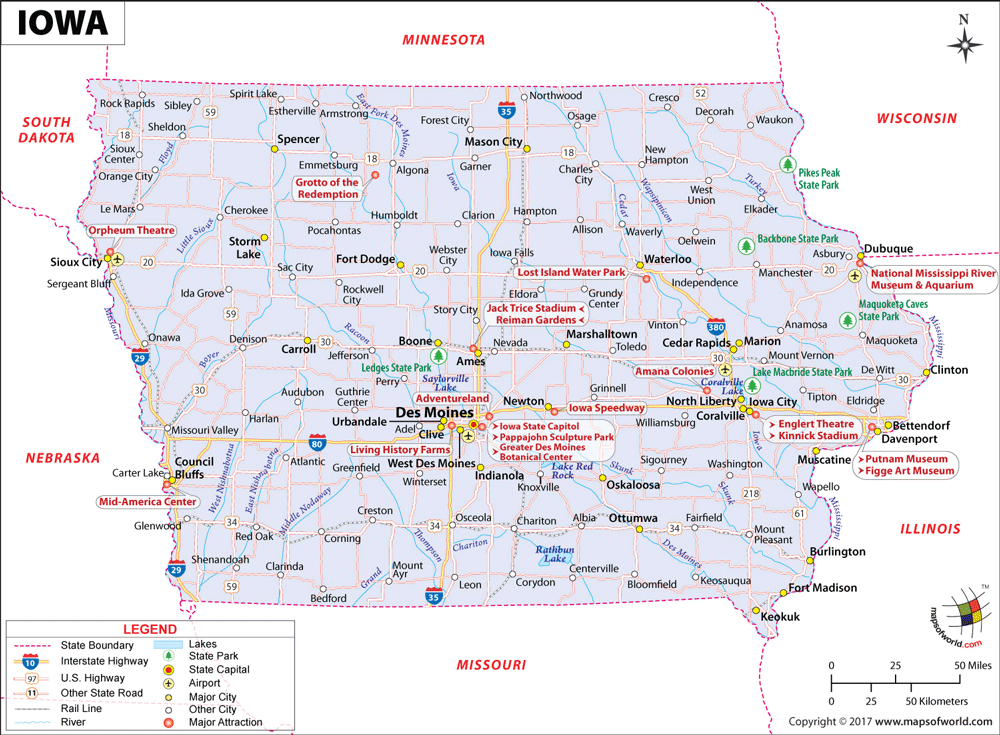 Bản đồ tiểu bang Iowa