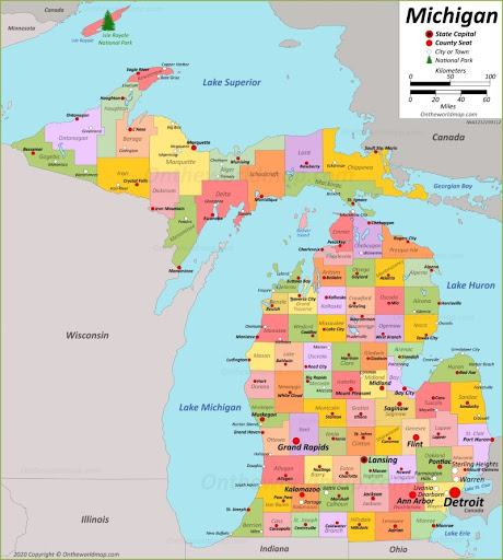 Bản đồ tiểu bang Michigan