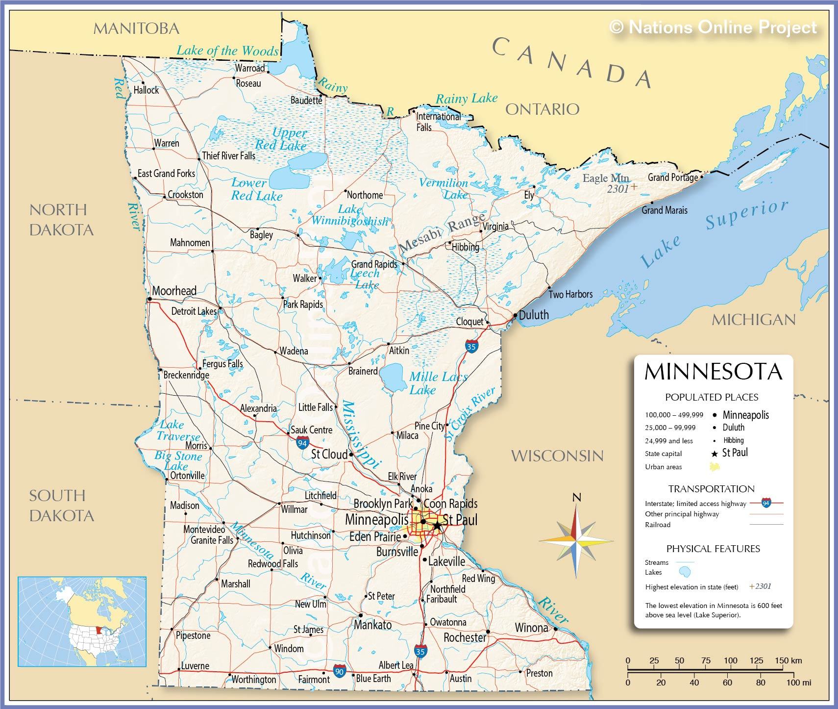 Bản đồ tiểu bang Minnesota