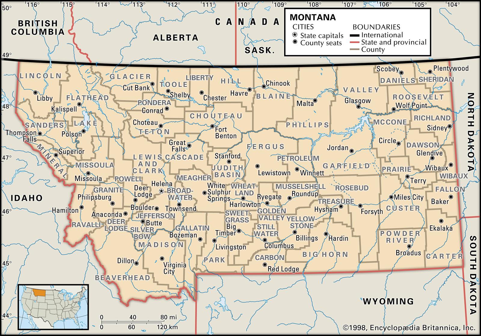 Bản đồ tiểu bang Montana