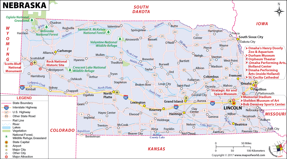 Bản đồ tiểu bang Nebraska