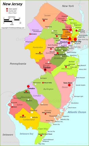 Bản đồ tiểu bang New Jersey