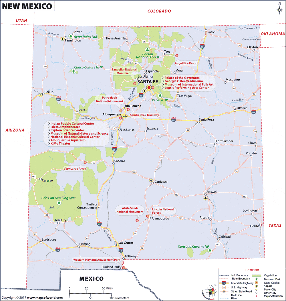 Bản đồ tiểu bang New Mexico