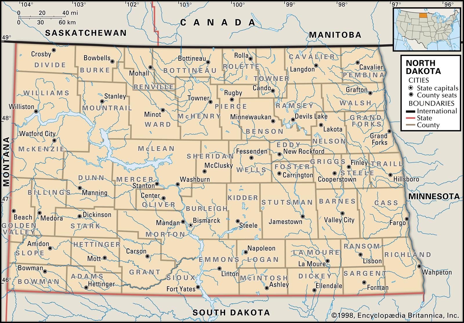 Bản đồ tiểu bang Nam Dakota