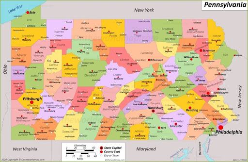 Bản đồ tiểu bang Pennsylvania