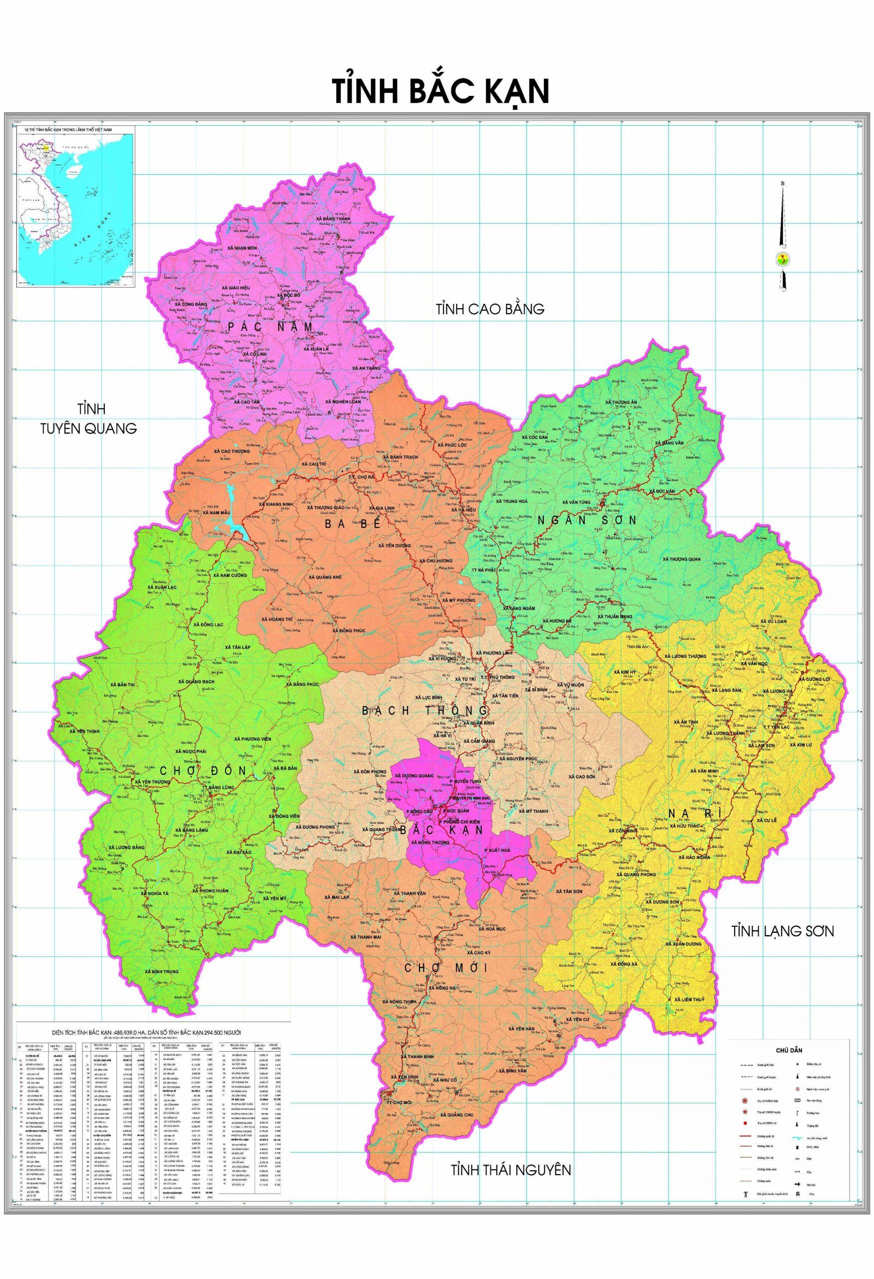 Bản đồ hành chính tỉnh Bắc Kạn - Bản đồ các huyện tỉnh Bắc Kạn