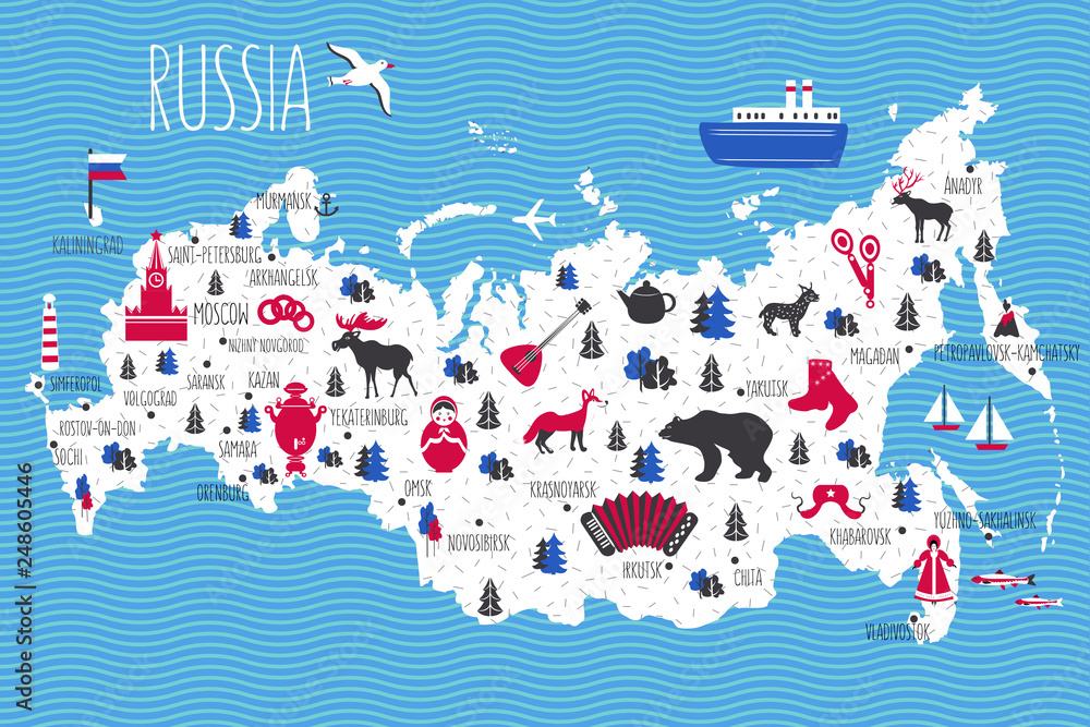 Bản đồ vị trí địa điểm du lịch của nước Nga