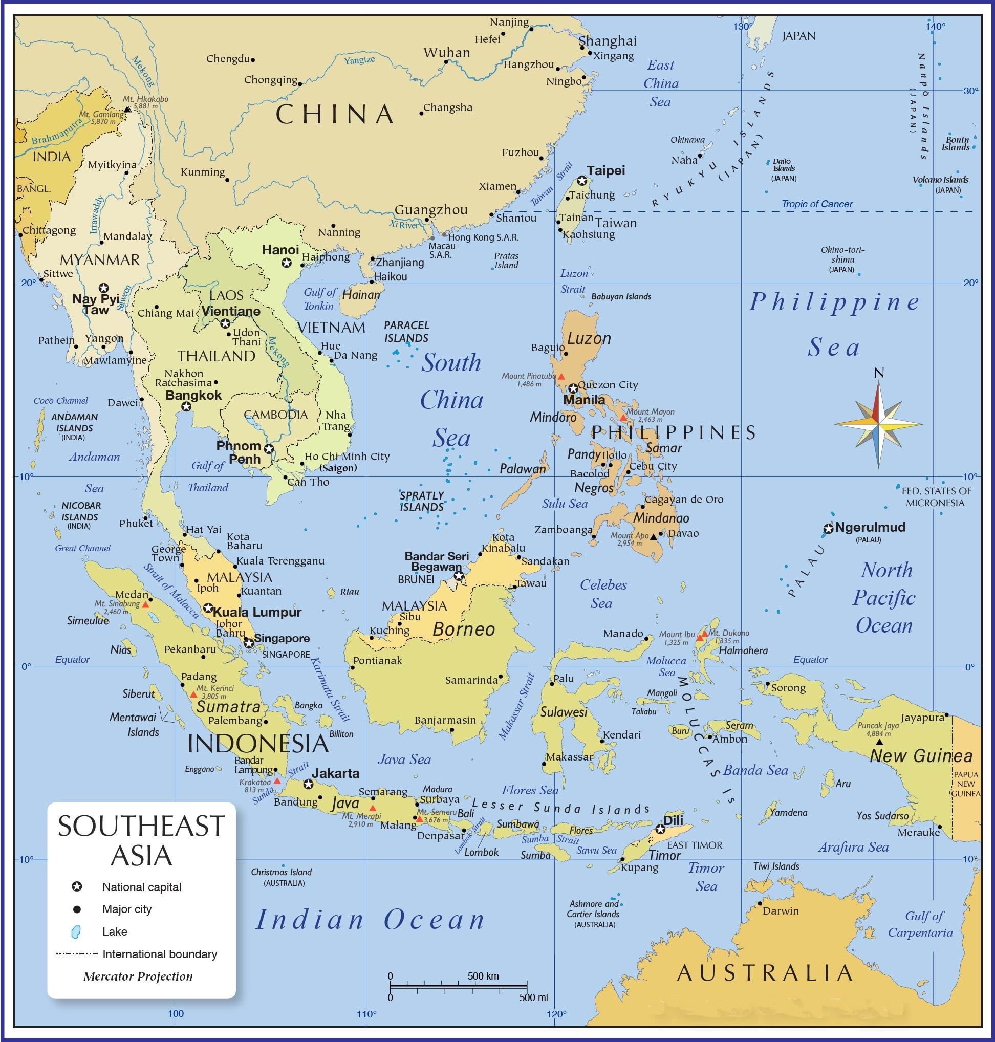 Bản đồ 11 quốc gia Đông Nam Á