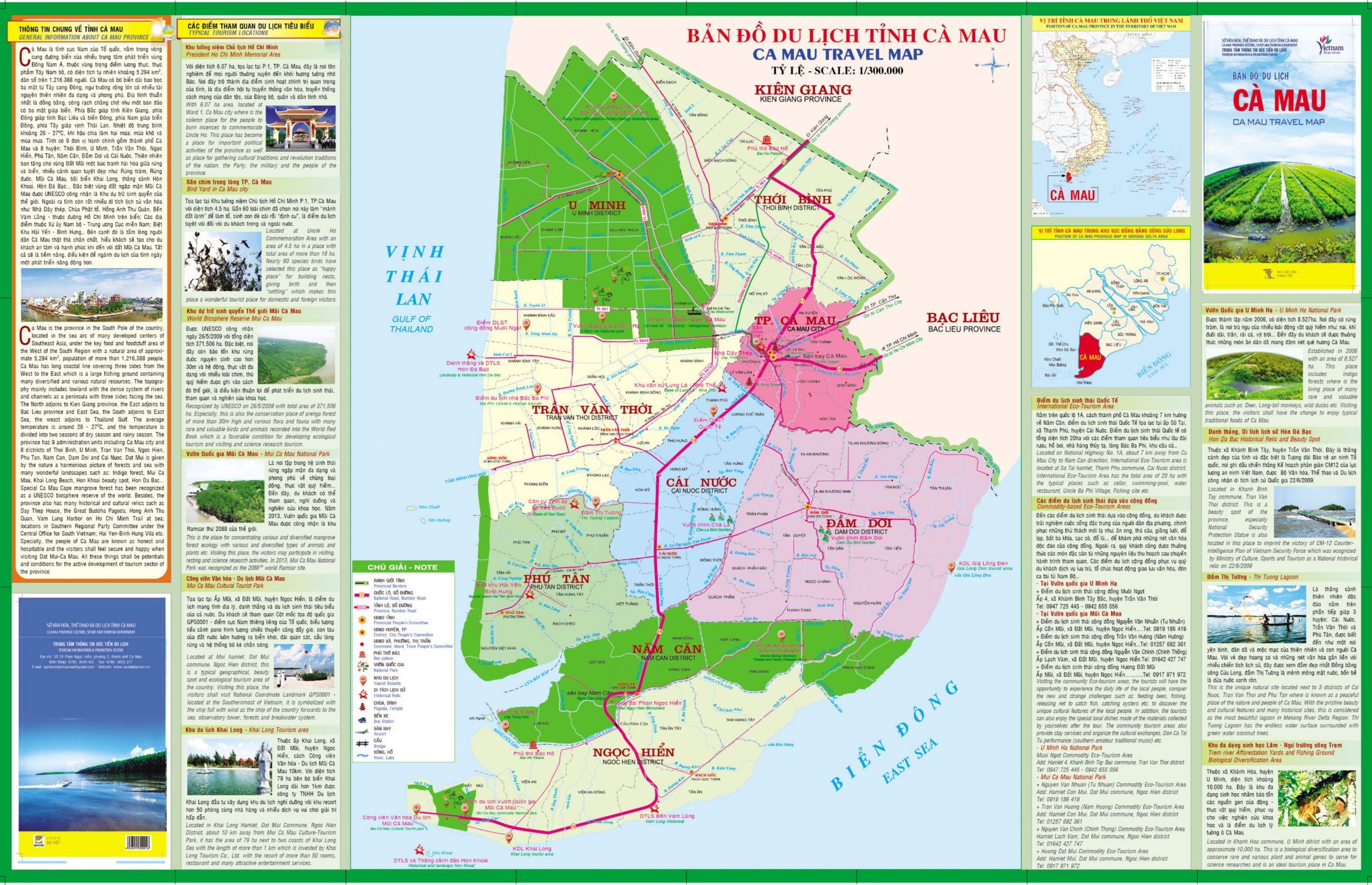 Bản đồ du lịch tỉnh Cà Mau - Địa điểm du lịch tại tỉnh Cà Mau