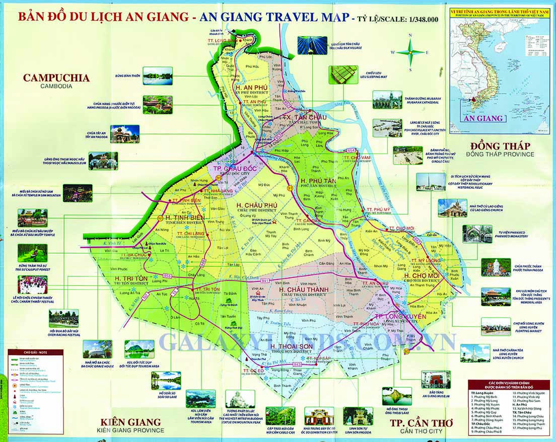 Bản đồ du lịch An Giang - Địa điểm du lịch tại An Giang