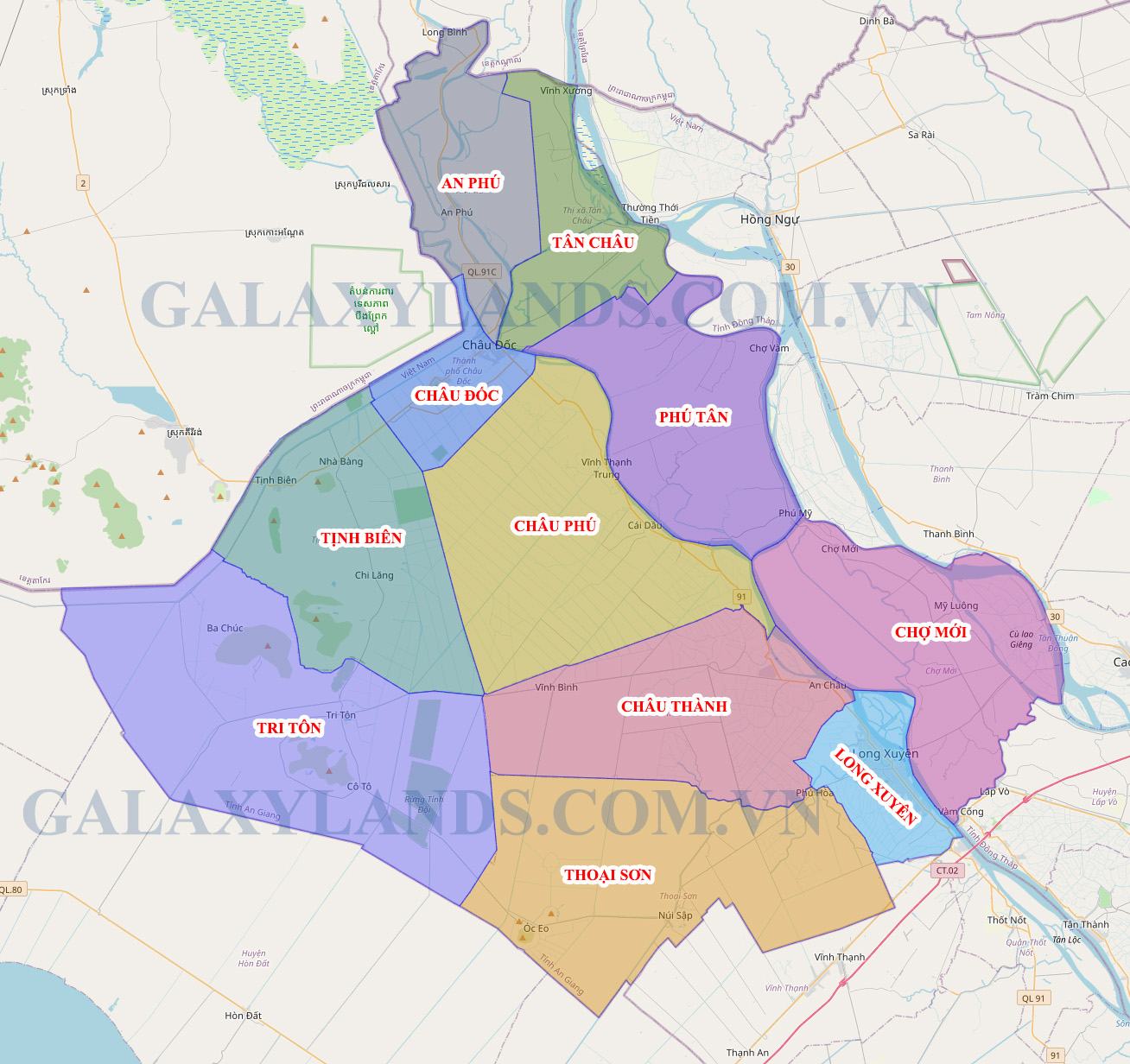 Bản đồ các huyện tỉnh An Giang - Bản đồ An Giang chi tiết