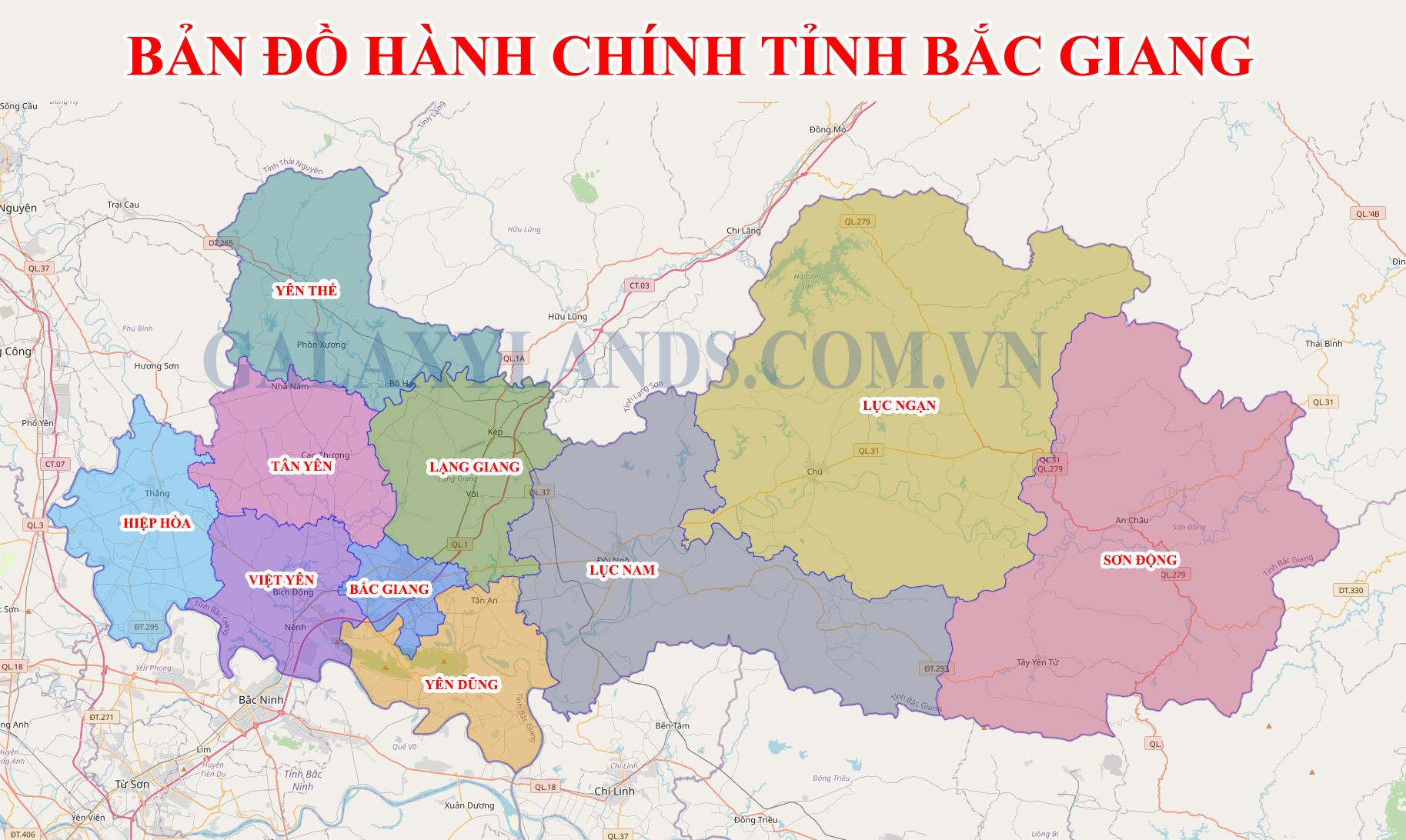 Bản đồ hành chính các tỉnh Bắc Giang