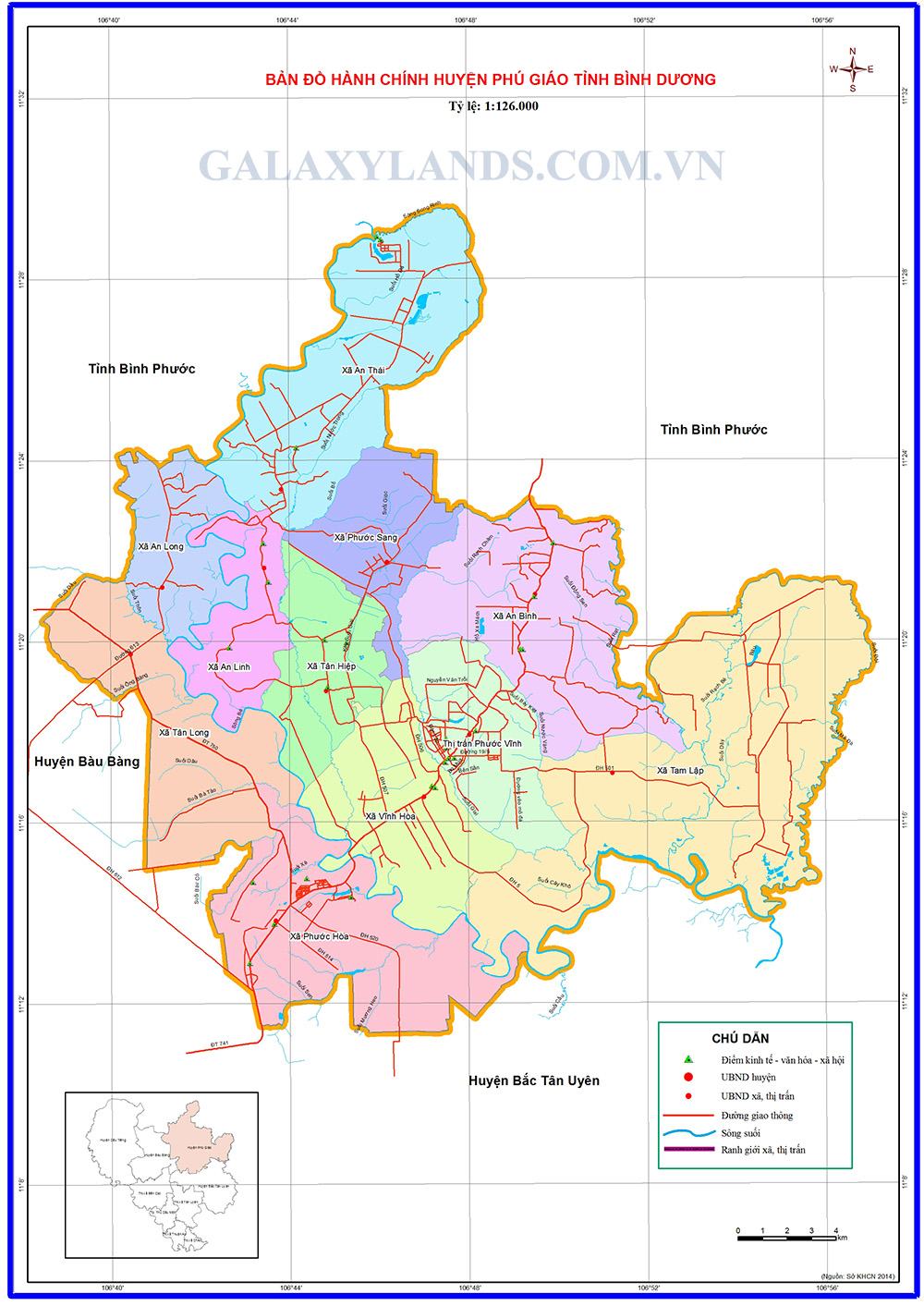 Bản đồ hành chính huyện Phú Giáo Bình Dương