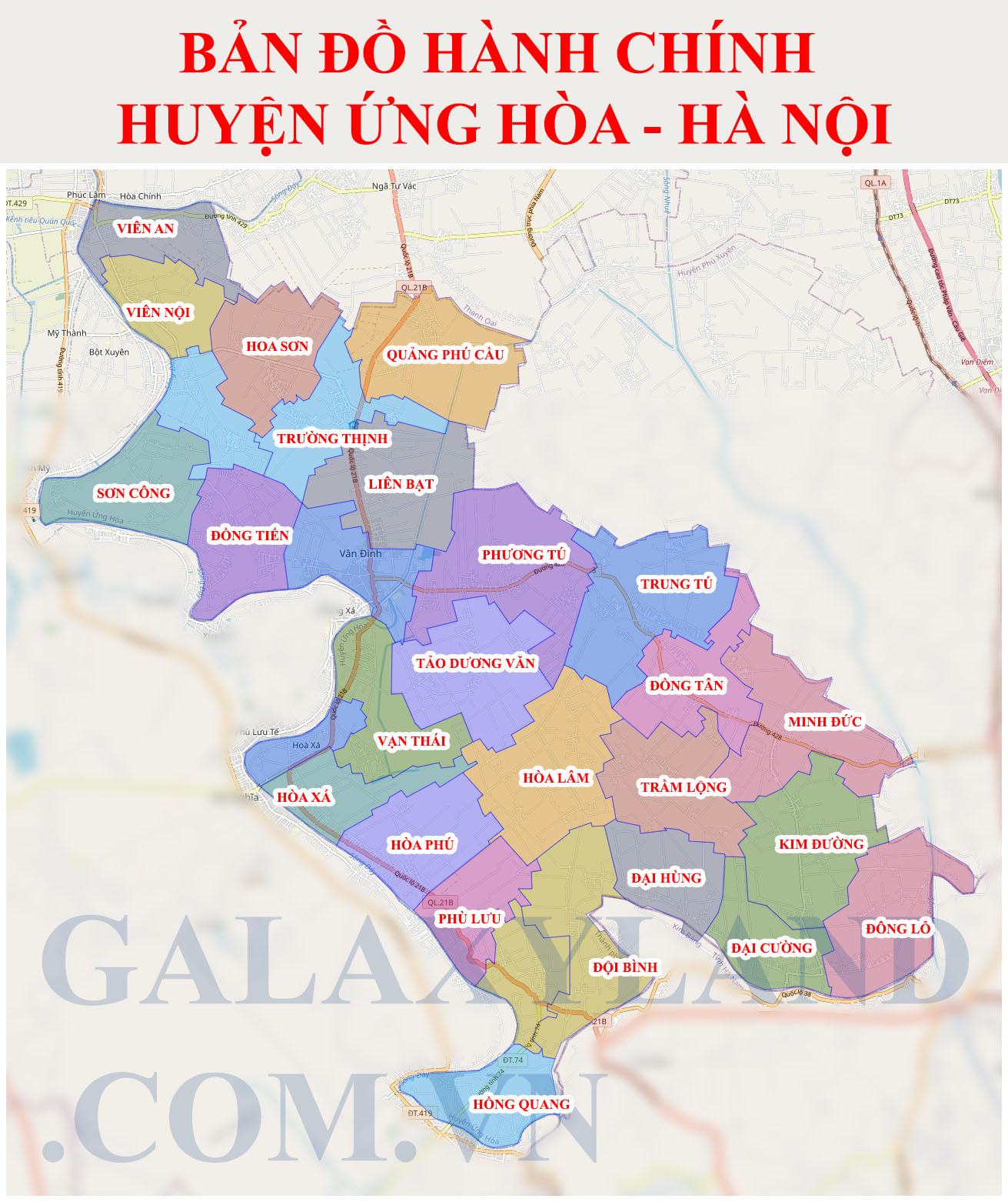 Bản đồ huyện Ứng Hòa