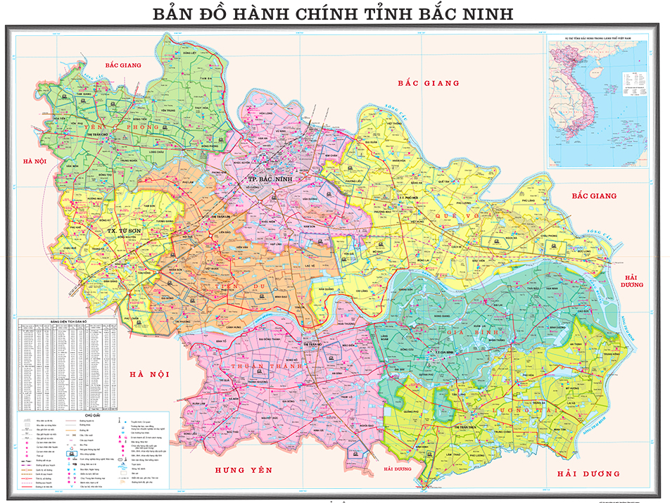 Bản đồ hành chính hành chính tỉnh Bắc Ninh