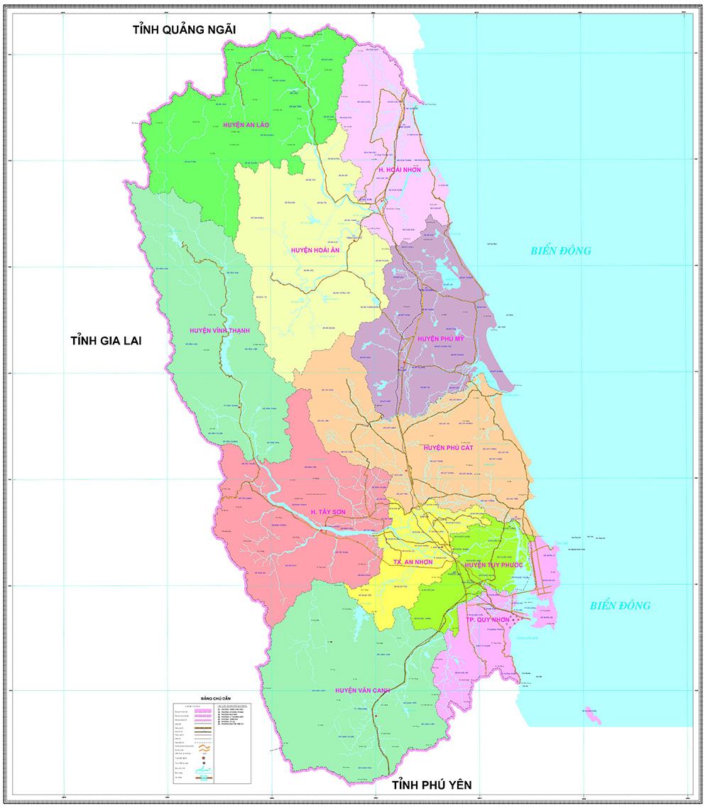 Bản đồ hành chính tỉnh Bình Định, Việt Nam