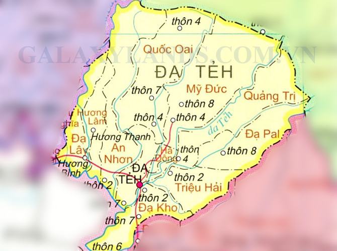 Bản đồ huyện Đạ Teh tỉnh Lâm Đồng