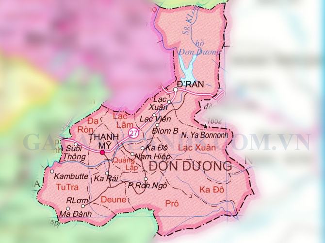 Bản đồ huyện Đơn Dương tỉnh Lâm Đồng