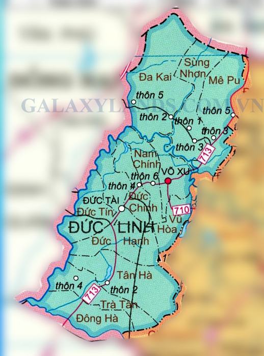 Bản đồ huyện Đức Linh tỉnh Bình Thuận