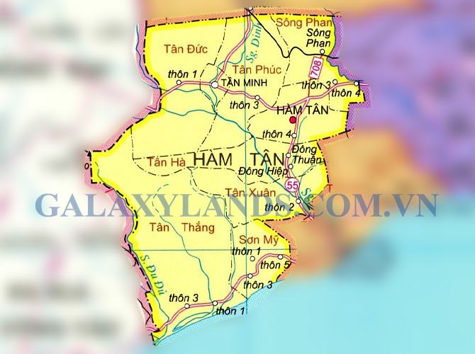 Bản đồ huyện Hàm Tân tỉnh Bình Thuận