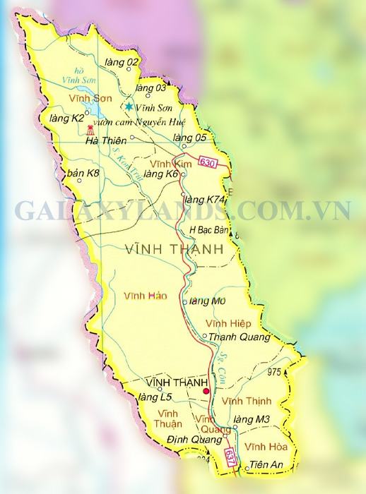 Bản đồ hành chính huyện Vĩnh Thạnh tỉnh Bình Định