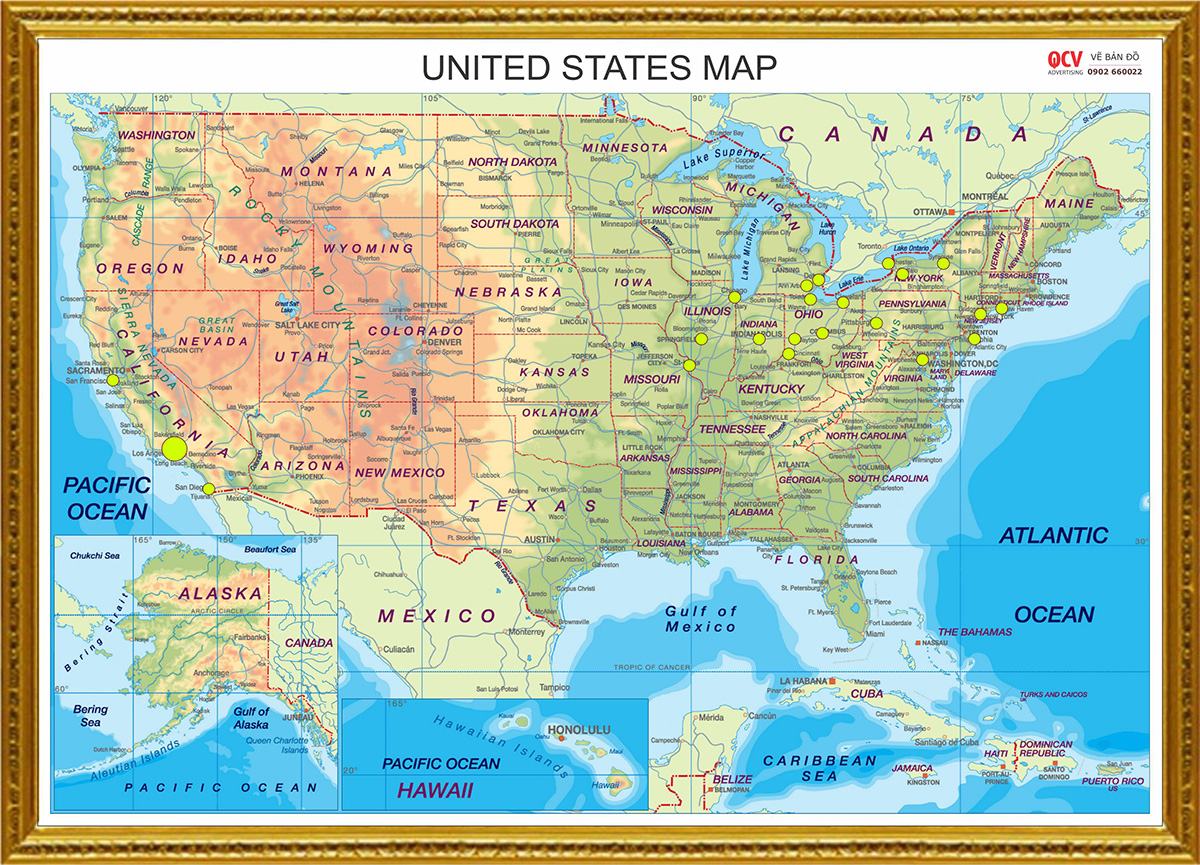 Bản đồ hành chính các bang Nước Mỹ - United States Map