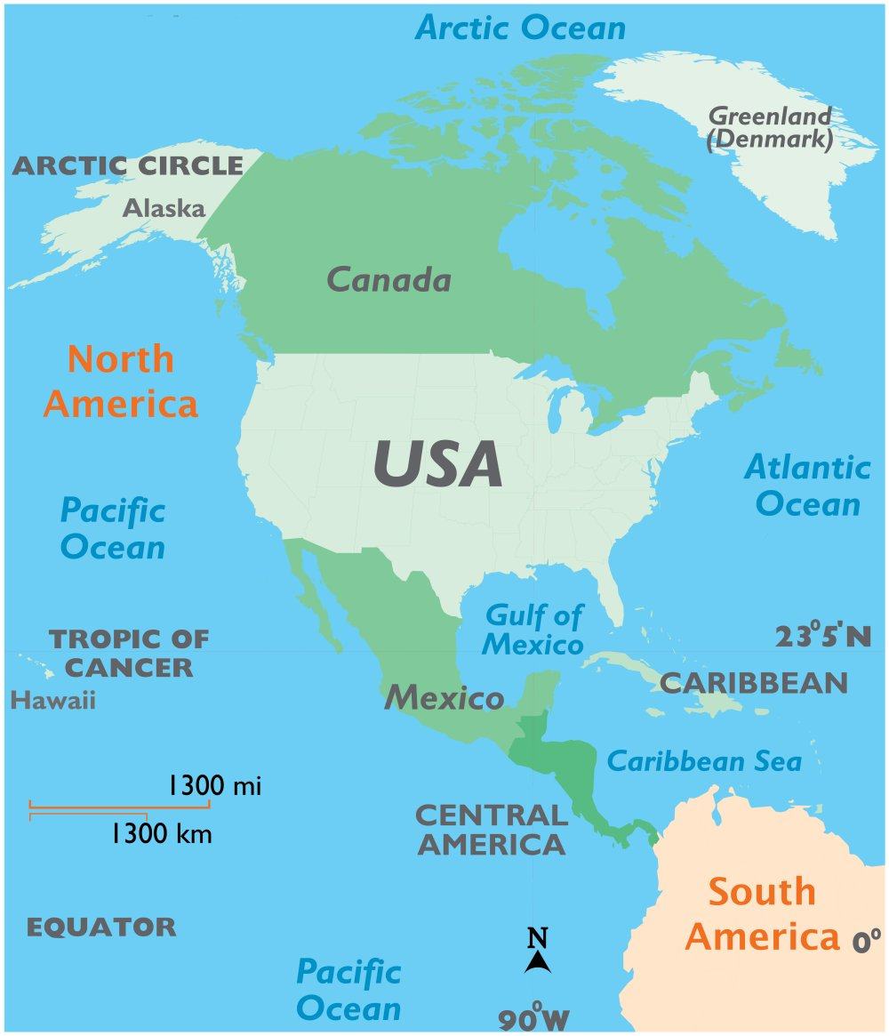 Vị trí nước Mỹ trên lục địa Châu Mỹ