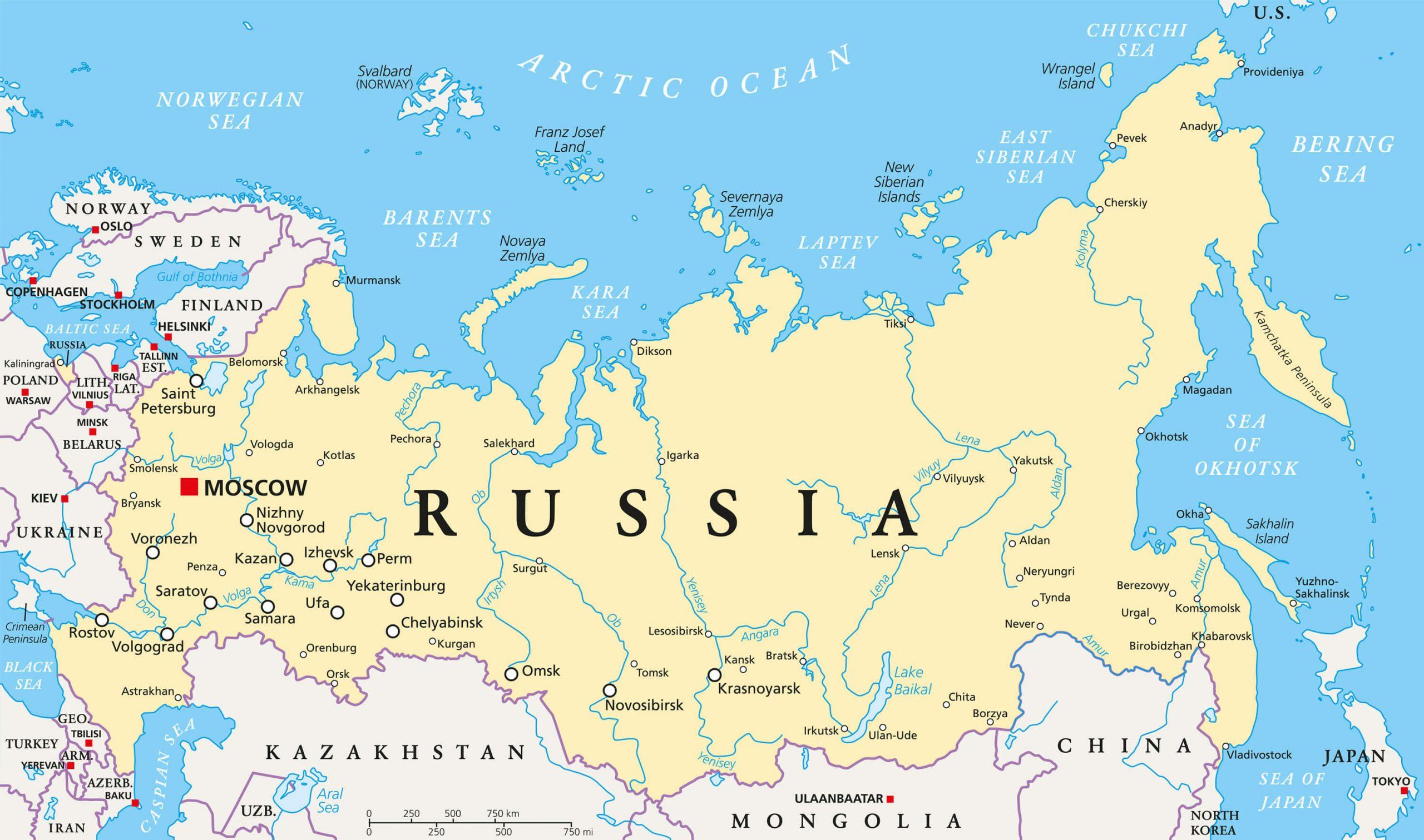 Bản Đồ Nước Nga ❤️ ( Russia Map ) ❤️ Khổ Lớn Năm 2023