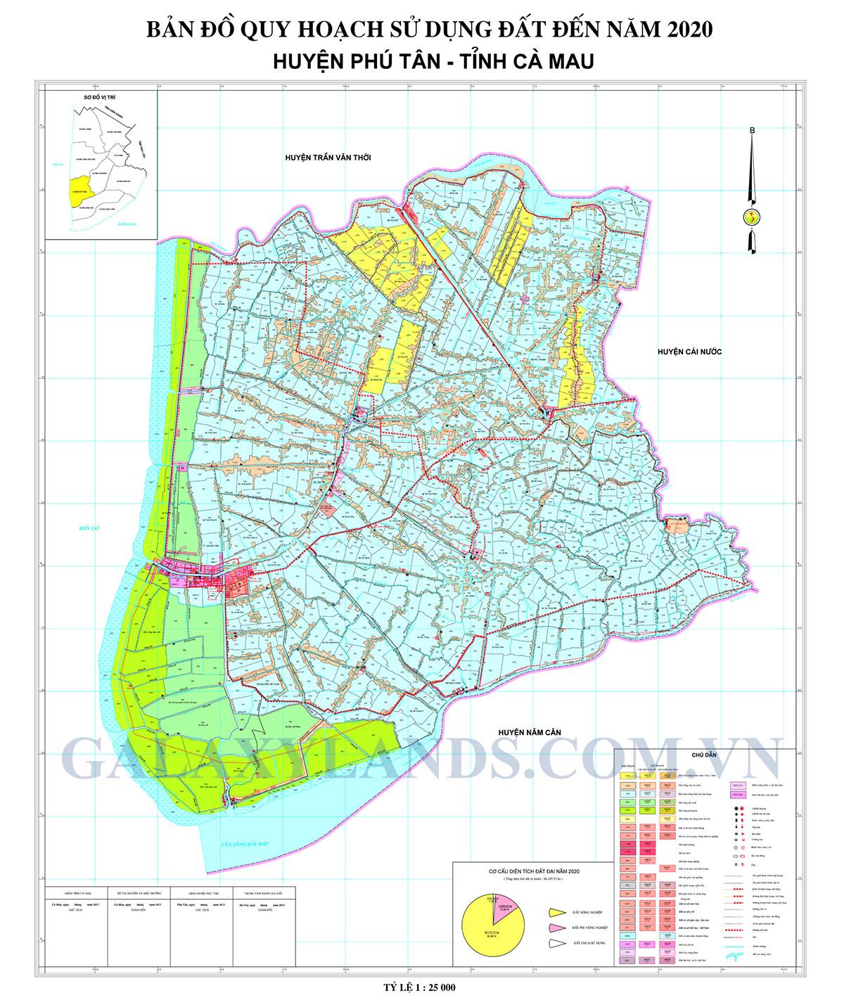 Bản đồ quy hoạch sử dụng đất Huyện Phú Tân tỉnh Cà Mau