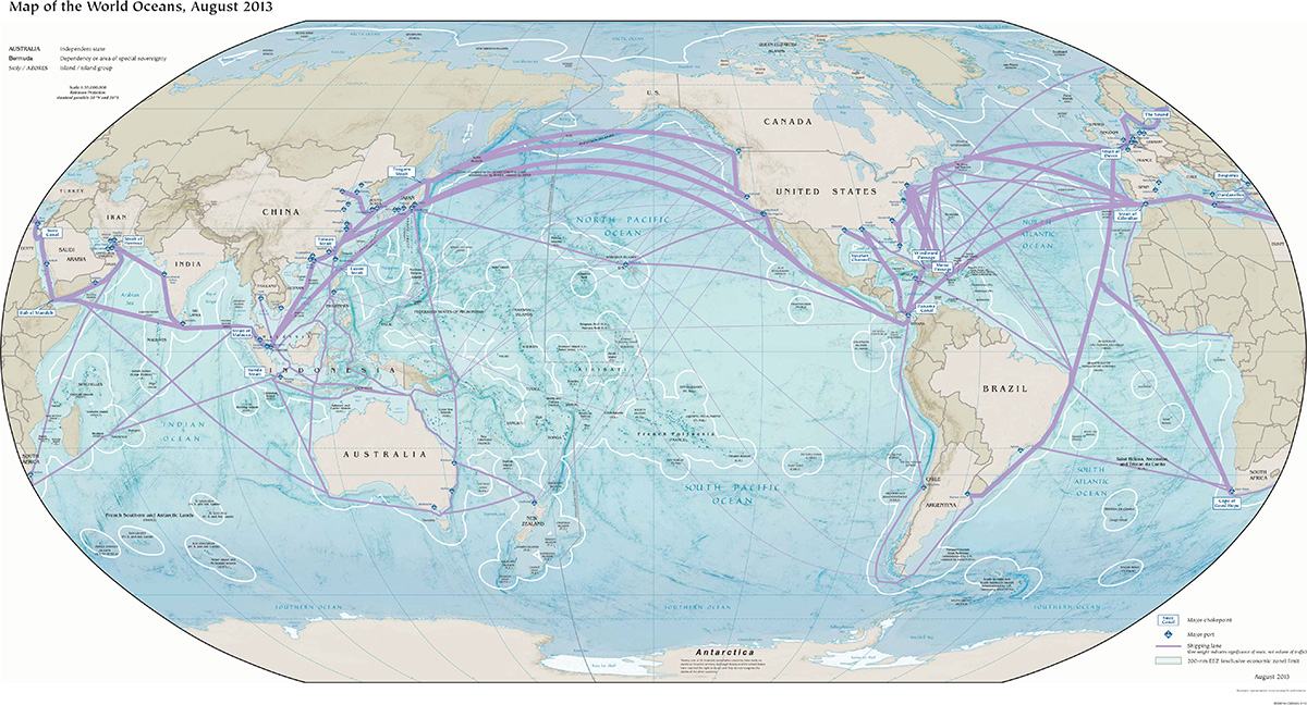 Map of the World Oceans